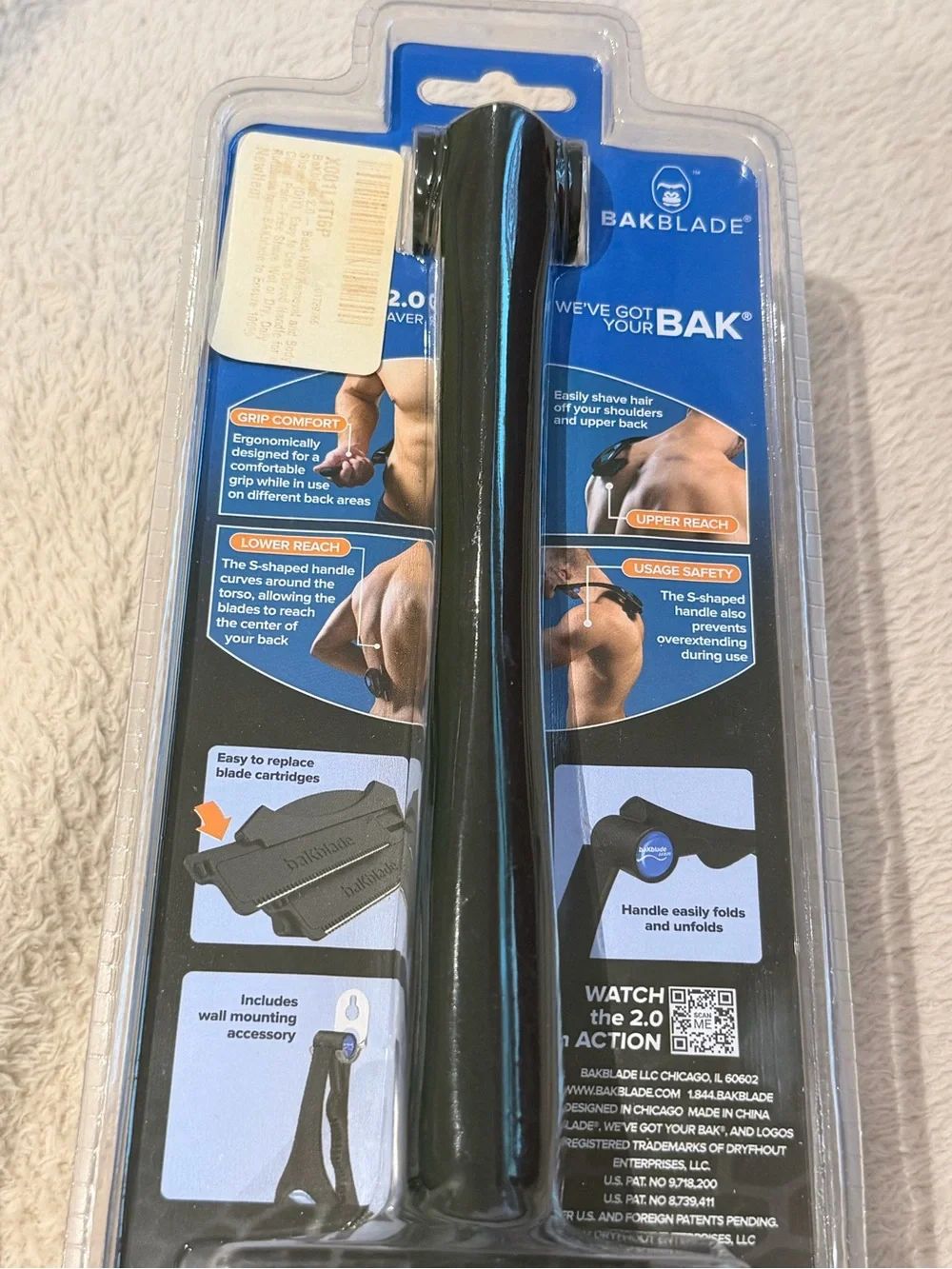 BakBlade 2.0 Do-It-Yourself Back & Body Shaver - Black/Blue